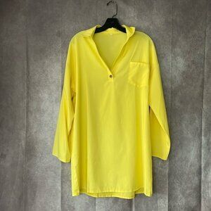 Yellow V-Neck Collared Tunic Top | Size XL